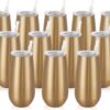 12 Pack Stemless Champagne Flutes, 6 Oz Insulated Tumblers, Double Insulated Unbreakable Glasses for Friends Birthday Christmas Wedding (Gold)