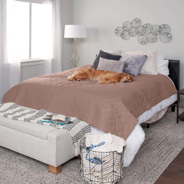 Furhaven Waterproof & Non-Slip King Size Mattress Cover Protector for Dogs & Cats, Washable, For Beds, Couches, & Car Seats - Quilted Twill Blanket Mattress Cover - Brownstone, Jumbo/King Size