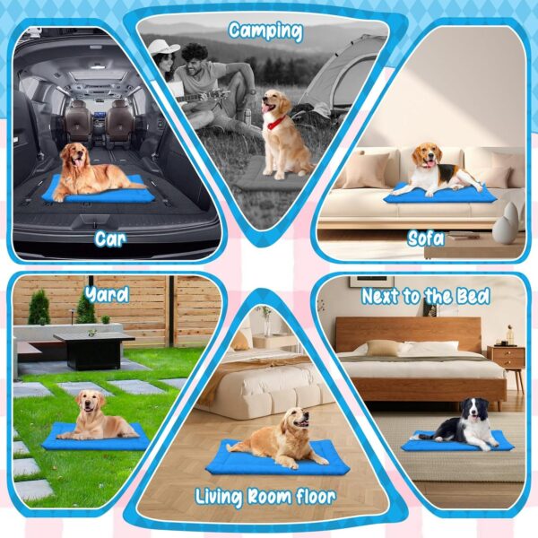 Outdoor Dog Bed, Foldable Waterproof Roll up Dog Bed, Portable Camping Travel Dogd Bedd, Non-Slip, Machine Washable Outdoor Pet Beds for Small, Medium and Large Dogs and Cat (Blue)
