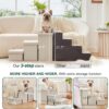 Love's cabin Dog Stairs for High Bed 18" H,Foldable Pet Stairs for Small Medium or Large Dogs Puppy with Storage for Bed or Couch, Cat Dog Steps Ramp with Zip up to 210 lbs(Beige,3 Steps no Condo)