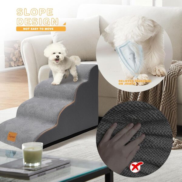 Topmart Dog Stairs for Small Dogs, 4-Step, 19.7”H, Dog Steps for High Beds Couches with All-Round Waterproof Cover, Non-Slip Sturdy Dog Ramp for Old Cats, Injured Pet