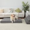 MIHIKK XL Dog Bed Waterproof Dog Beds Large Sized Dog Orthopedic Crate Bed with Removable Washable Cover Egg-Crate Foam Pet Pad Mat with Anti-Slip Bottom, 41 x 27 Inch, Dark Grey