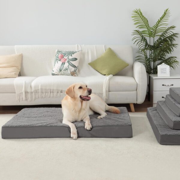 MIHIKK XL Dog Bed Waterproof Dog Beds Large Sized Dog Orthopedic Crate Bed with Removable Washable Cover Egg-Crate Foam Pet Pad Mat with Anti-Slip Bottom, 41 x 27 Inch, Dark Grey