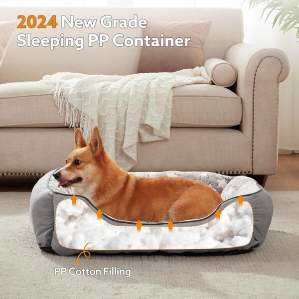 SIWA MARY Rectangle Dog Bed for Small Medium Dogs, Calming Dog Bed Small Size Dog, Orthopedic Dog Sofa Bed, Washable Soft Calming Sleeping Dog Soft Puppy Bed, Anti-Slip Bottom, Grey, S (20"x 19"x 6")