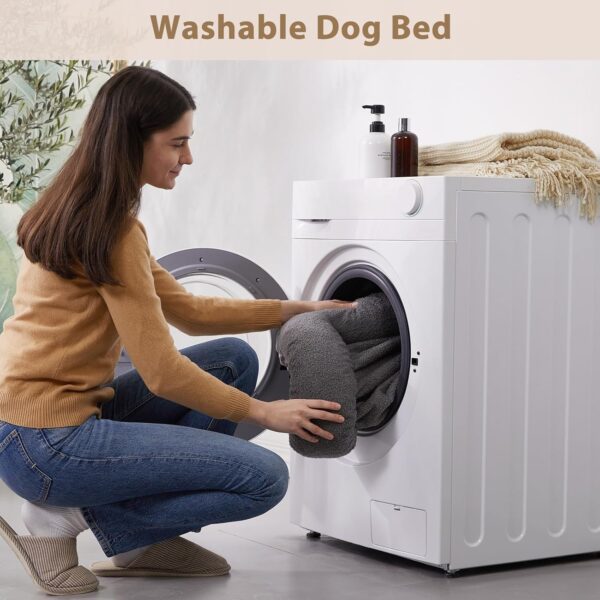 RRPETHOME Washable Dog Bed Medium Size Dog Couch, Orthopedic Pet Beds with Removable Cover, Waterproof Pet Bed with Bolsters, Dogs Sofa Bed with Non Slip Bottom, Medium, Grey