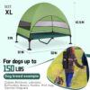 Elevated Dog Bed with Upgraded Canopy, Raised Outdoor Dog Tent with Powerful Anti-Slip Feet, Portable Pet Cot with Larger Shade, Raised Cooling Bed for Camping, Backyard, Beach, Poolside