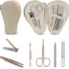 haakaa Baby Hair Brush and Comb Set & Pear-FECT Manicure Kit for Newborns & Toddlers, Natural Soft Goat Bristles and Wooden Handle, Baby Healthcare and Grooming Kit, Baby Nail Clippers, Pearl White