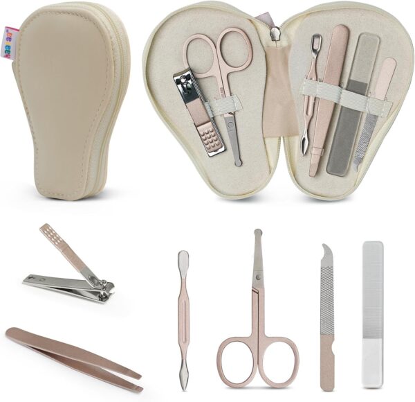 haakaa Baby Hair Brush and Comb Set & Pear-FECT Manicure Kit for Newborns & Toddlers, Natural Soft Goat Bristles and Wooden Handle, Baby Healthcare and Grooming Kit, Baby Nail Clippers, Pearl White