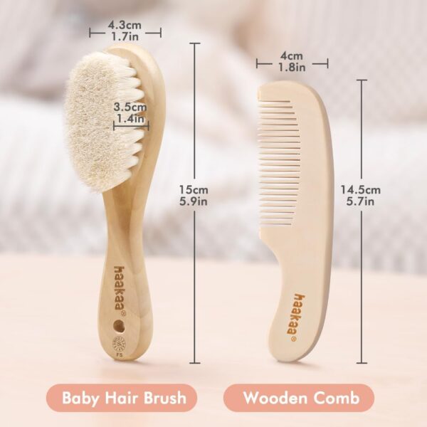 haakaa Baby Hair Brush and Comb Set & Pear-FECT Manicure Kit for Newborns & Toddlers, Natural Soft Goat Bristles and Wooden Handle, Baby Healthcare and Grooming Kit, Baby Nail Clippers, Pearl White