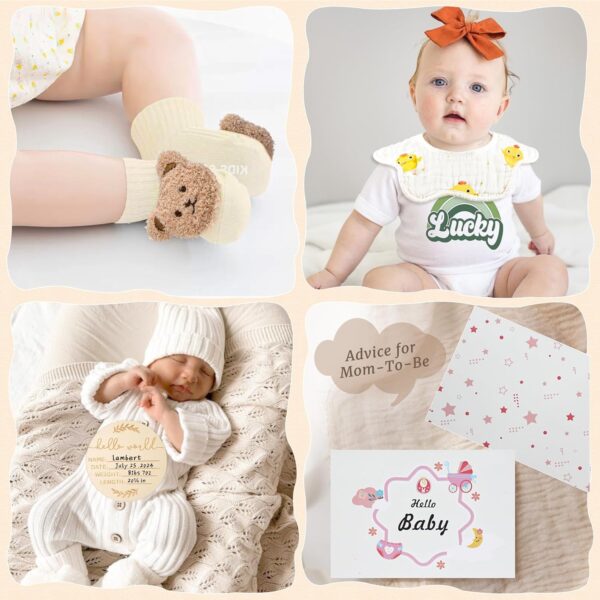 9pcs Newborn Baby Gifts for Boys Girls, Baby Shower Gifts for Baby Infant Toys 0-6 Months with 2 Rattle & Seat Toy, Blanket/Onesies/Bib/Socks/Memory/Carry Box, New Born Essential Stuff Gift