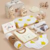 9pcs Newborn Baby Gifts for Boys Girls, Baby Shower Gifts for Baby Infant Toys 0-6 Months with 2 Rattle & Seat Toy, Blanket/Onesies/Bib/Socks/Memory/Carry Box, New Born Essential Stuff Gift