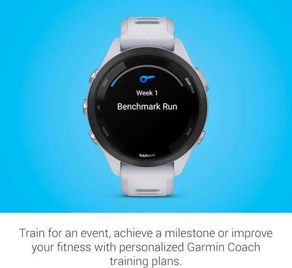 Garmin Forerunner 265S Running Smartwatch, Colorful AMOLED Display, Training Metrics and Recovery Insights, Whitestone and Neo Tropic 42 mm