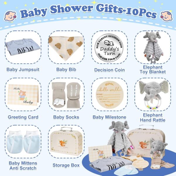 Baby Boy Gifts for Baby Shower, 10Pcs Newborn Baby Shower Boy Gift, Premium & Exquisite Welcome Baby Gift Basket Set Baby Boy Shower Gifts, Baby Boy Gift Basket Set & Baby Boy Gifts Set