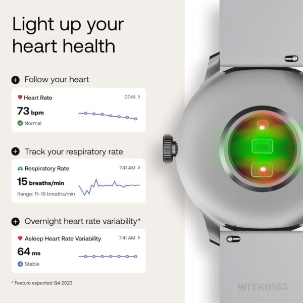 Withings ScanWatch Light - Hybrid Smart Watch, Heart Rate Monitoring, Fitness Tracker, Cycle Tracker, Sleep Monitoring