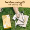 Professional Long-Haired Dog and Cat Grooming Kit - Deshedding and Slicker Brush Set 3 in 1 Gift Box for Long Hair Pets