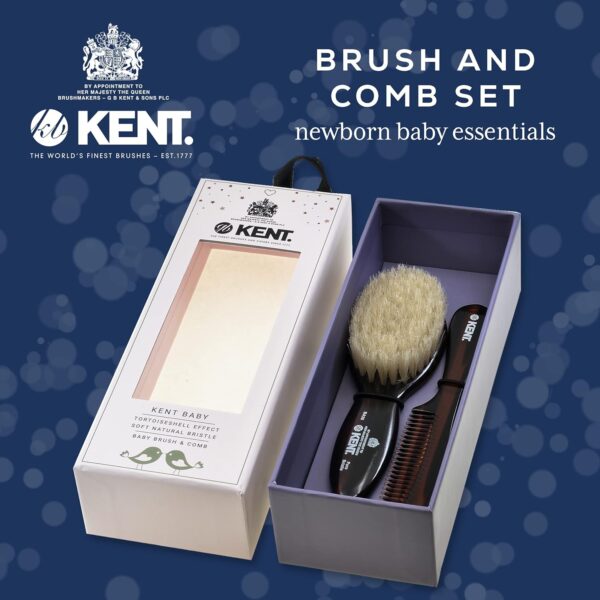 Kent BA30 Cradle Cap Baby Hair Brush with Ultra Soft Natural Bristles and Smooth Cradle Cap Comb, Baby Essentials for Newborn Hair Brush and Baby Comb