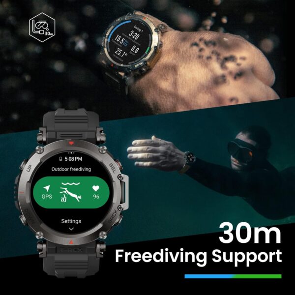 Amazfit T-Rex Ultra Tactical Smart Watch for Men 47mm, Military-Grade Sports Watch, Dual-Band GPS, 20-Day Battery, Android & iPhone, Black