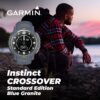 Wearable4U Garmin Instinct Crossover, Rugged Hybrid Smartwatch, Analog Hands and Digital Display 1.27 in, Blue Granite E-Bank Bundle