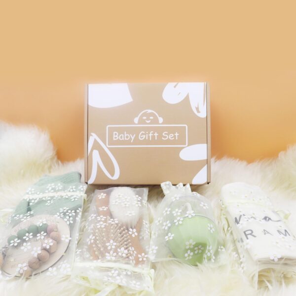 8 Packs Baby Essentials Baby Shower Gifts New Mom Gifts Baby Gifts Gender Neutral - Baby Brush and Comb Set - Non-Toxic No Pungent Smell - Baby Nail Clippers,Bags, Bibs Love Gifts Practical and Cute
