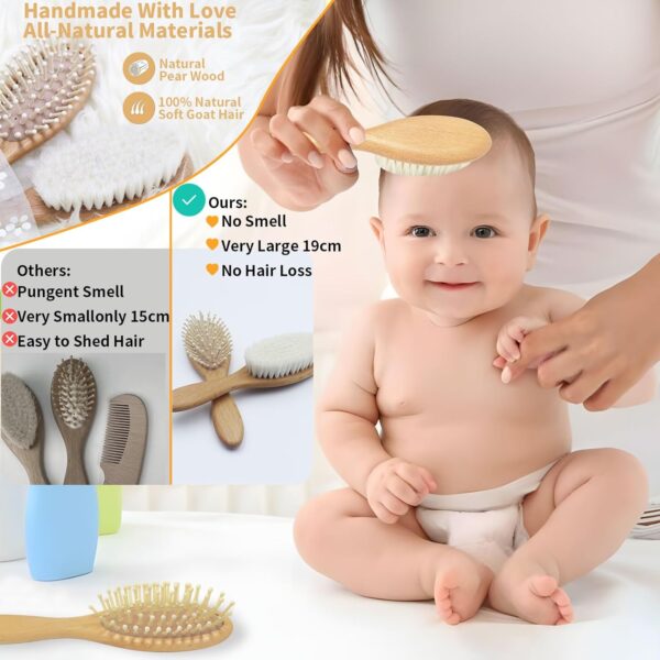 8 Packs Baby Essentials Baby Shower Gifts New Mom Gifts Baby Gifts Gender Neutral - Baby Brush and Comb Set - Non-Toxic No Pungent Smell - Baby Nail Clippers,Bags, Bibs Love Gifts Practical and Cute