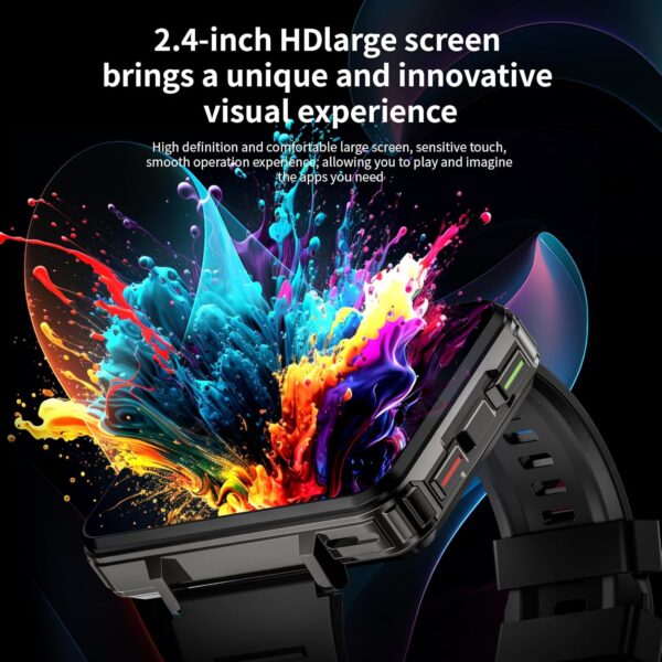 LOKMAT 4G Smart Watch, 6GB+128GB Android Smartwatch Phone Call, 2.4" Large Screen Sport Watch 1500mAh Dual Camera WiFi Bluetooth GPS Smart Watches for Men