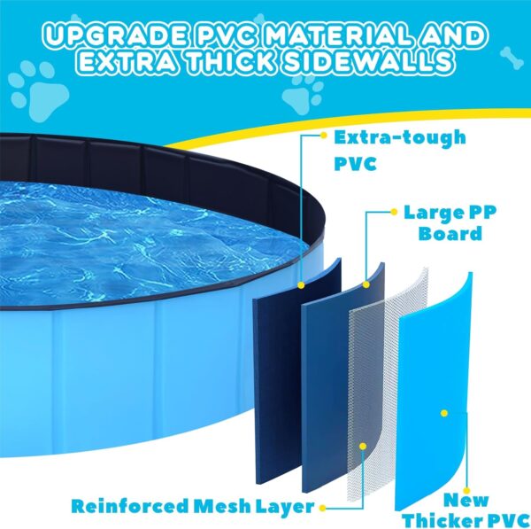 Foldable Dog Pool,39" Collapsible Dog Kids Swimming Pool for Backyard, Portable Kiddie Pool Hard Plastic,Multifunction Ball Pit Pets Bathing Tub for Kids Baby Toddler Dog