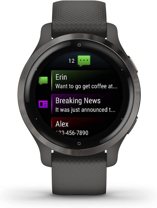 Garmin Venu 2S, Smaller-Sized GPS Smartwatch with Advanced Health Monitoring and Fitness Features, Slate Bezel with Graphite Case and Silicone Band, (010-02429-00) (Renewed)