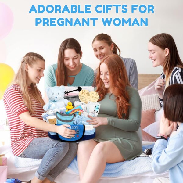 Baby Gift Set for Newborn, New Baby Boy Gift Basket, Newborn Essentials Hat Onesie Bear Toys Keepsake Blanket Infant Diaper Changing Pad Bibs, Baby Shower Gifts for Boys
