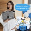 Baby Gift Set for Newborn, New Baby Boy Gift Basket, Newborn Essentials Hat Onesie Bear Toys Keepsake Blanket Infant Diaper Changing Pad Bibs, Baby Shower Gifts for Boys