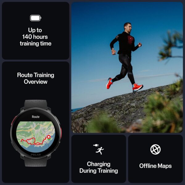 POLAR Vantage V3, Sport Watch with GPS, Heart Rate Monitor, and Extended Battery Life, Smart Watch for Men and Women, Offline Maps, Running, Triathlon Watch, Black