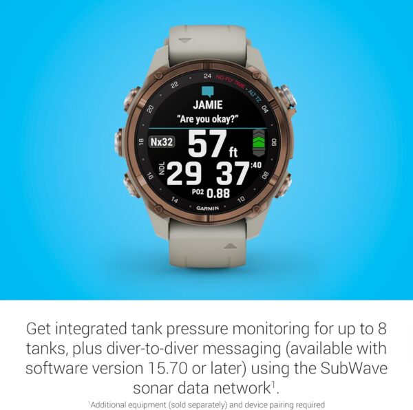 Garmin Descent™ Mk3i, Dive Computer and Multisport GPS Smartwatch, Air Integration, French Gray