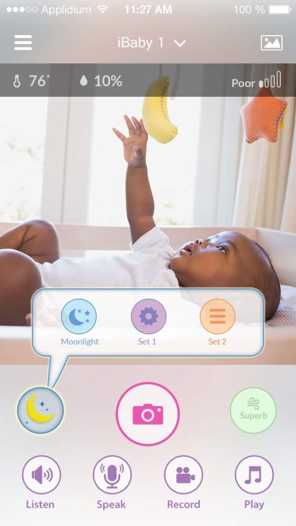 iBaby Smart WiFi Baby Monitor, 1080P Full HD Camera, Temperature and Humidity Sensors, Motion and Cry Alerts, Moonlight Projector, Remote Pan and Tilt with Smartphone App for Android and iOS