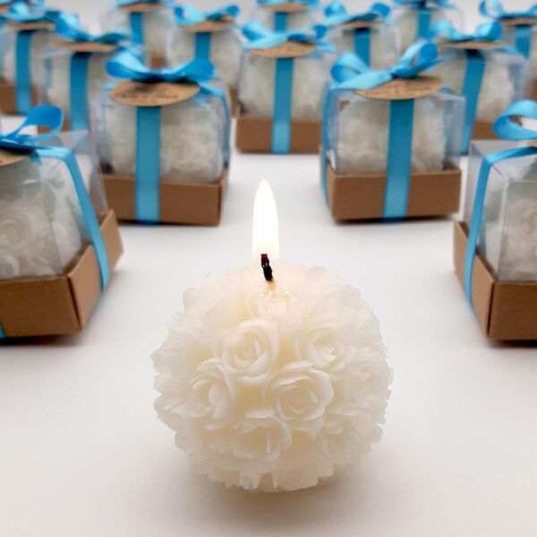 Wedding Favor guest Bulk, Set of Scented Rose shaped Candle Party Favors. Custom Baby shower favors, Bridal shower gifts, personalized bachelorette party favors for adults (White Roses, Set of 20)