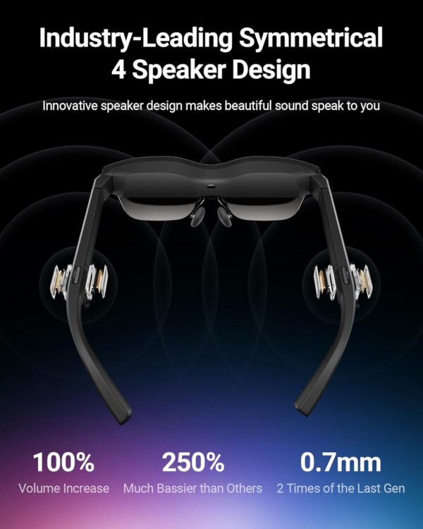 RayNeo Air 2s XR Glasses - Latest AR Glasses with 4 Speakers, 201" Micro OLED with 120 Hz, 5000 nits Brightness, Smart Glasses for iPhone 16/15/15 Pro Max/Android/MacBook/Switch/PS5/-2024 Model.