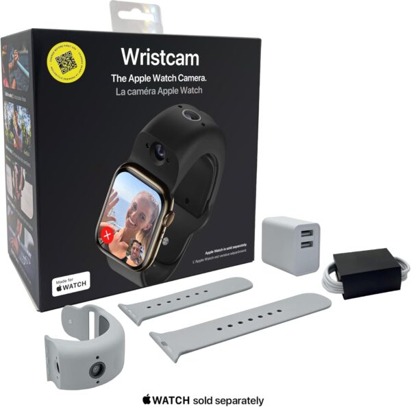 Wristcam, Smart Dual-Camera Band for Apple Watch (Apple MFi Certified), 8MP Sensor, Full HD Video/720P Sport Mode, (New) Pro. Image Stabilization, WiFi, IP68 Water Resistant, Siri Integration