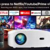 GooDee Smart 4K 1080P Projector - Video Projector with WiFi and Bluetooth, Movie Outdoor Projector for Home Theater Dolby Audio Zoom Portable Projector TV Stick, Netflix/Amazn Prime Video Certified