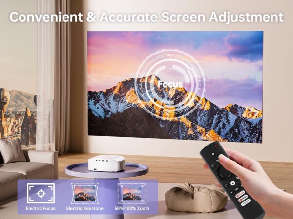 GooDee Smart 4K 1080P Projector - Video Projector with WiFi and Bluetooth, Movie Outdoor Projector for Home Theater Dolby Audio Zoom Portable Projector TV Stick, Netflix/Amazn Prime Video Certified