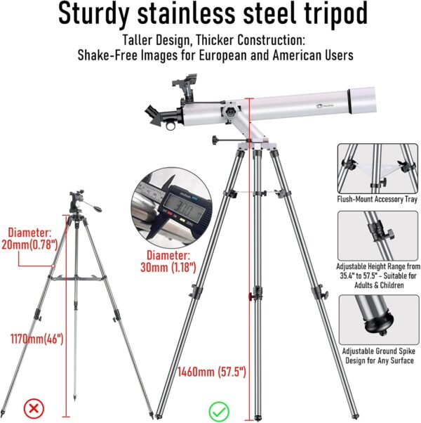 Telescope,100mm Aperture 900mm FL w/Star-Finding System for iOS/Android, Metal AZ w/high-Precision Adjustment, Telescope for Adults high Powered, Ideal for Astronomy Enthusiasts/Beginners/Kids,White