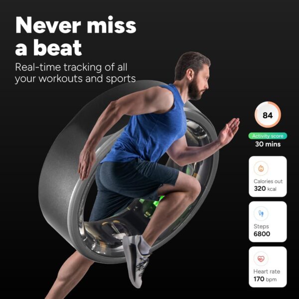 Smart Ring | Health & Fitness Tracker | Stress & Sleep Monitoring | Buy Ring Sizing Kit First | 15+ Workout Modes | Track Steps, HRV, HR, SPO2 | Smart Ring for Men & Women | Matte Black 13