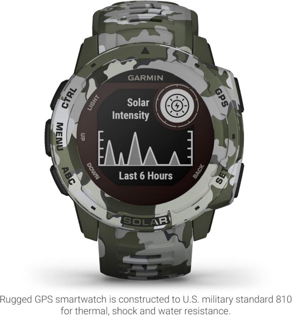 Garmin Instinct Solar, Rugged Outdoor Smartwatch with Solar Charging Capabilities, Built-in Sports Apps and Health Monitoring, Lichen Camo