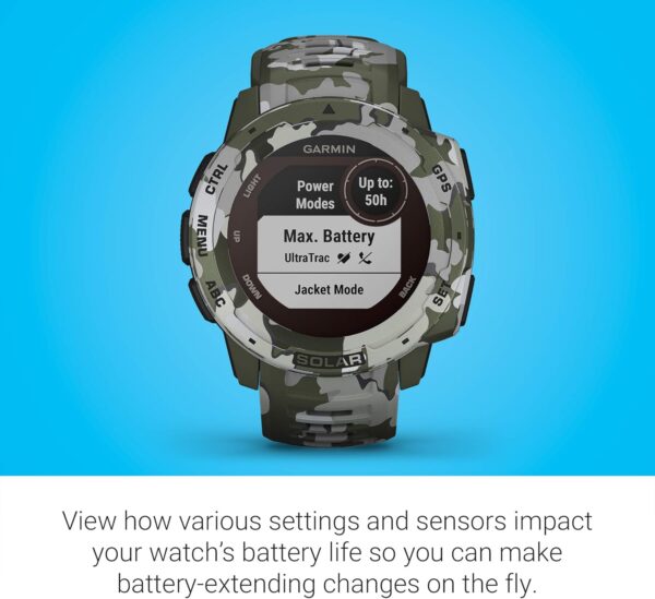 Garmin Instinct Solar, Rugged Outdoor Smartwatch with Solar Charging Capabilities, Built-in Sports Apps and Health Monitoring, Lichen Camo