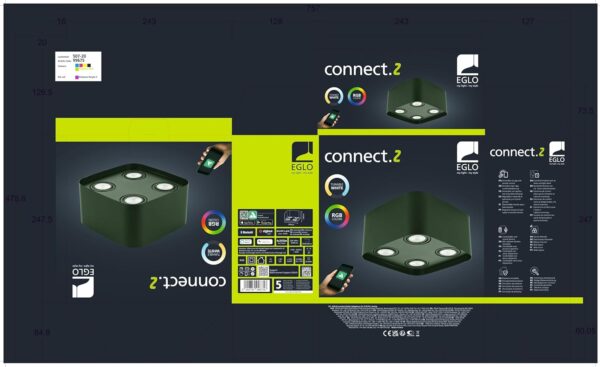 EGLO Connect.Z Smart Home LED Ceiling Light, Caminales-Z, 4 Bulb Ceiling Light, ZigBee, App and Voice Control, Light Colour Adjustable (Warm White - Cold White), RGB, Dimmable, GU10