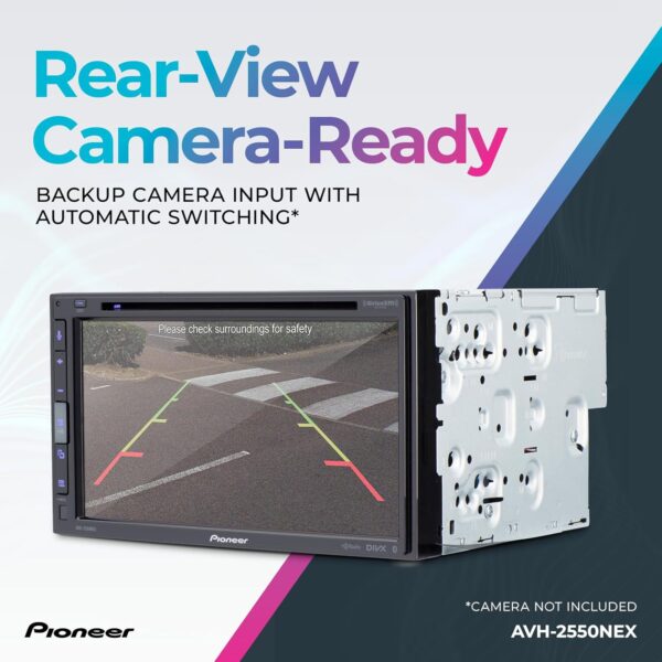 Pioneer AVH-2550NEX 6.8" Touchscreen Multimedia DVD Receiver and Bluetooth Car Stereo - Double Din Head Unit, Apple CarPlay and Android Auto, HD Radio, Rear Camera Capable