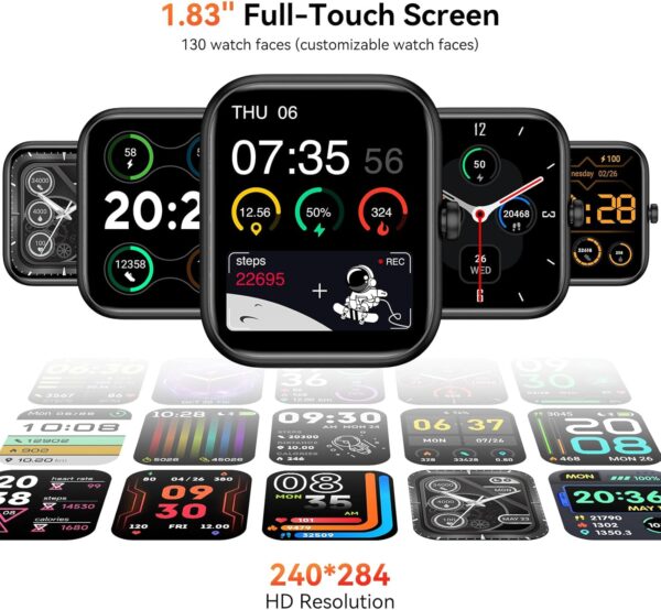 Smart Watch with Alexa & Bluetooth Calls, 1.83" HD Fitness Tracker for Men Women, IP68 Waterproof, 120+ Workout Modes, 24/7 Heart Rate/Sleep Tracking, iOS Android Compatible (Red)