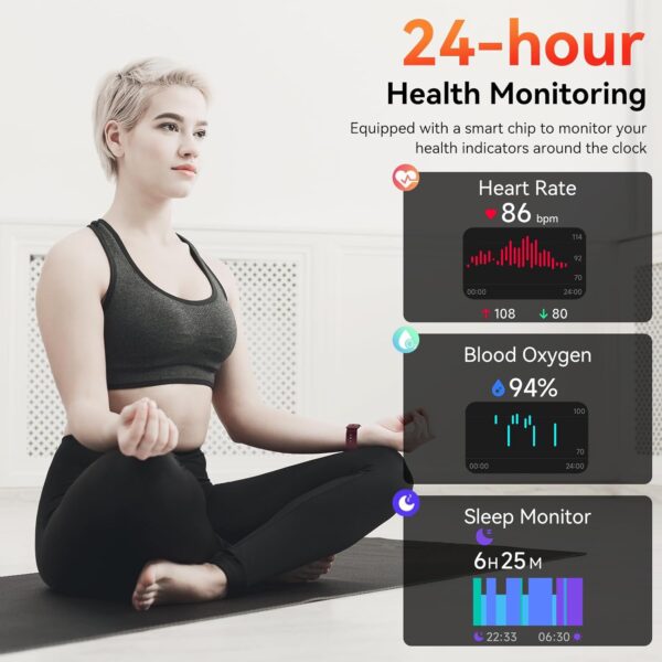 Smart Watch with Alexa & Bluetooth Calls, 1.83" HD Fitness Tracker for Men Women, IP68 Waterproof, 120+ Workout Modes, 24/7 Heart Rate/Sleep Tracking, iOS Android Compatible (Red)
