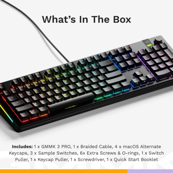 Glorious Gaming - GMMK 3 PRO: Custom Mechanical Keyboard, Full Size 100% Keyboard, Modular Aluminum Body & Gasket System, Hotswappable MX Switches, Sound Dampening Foam, Custom Keycaps, ANSI (Black)