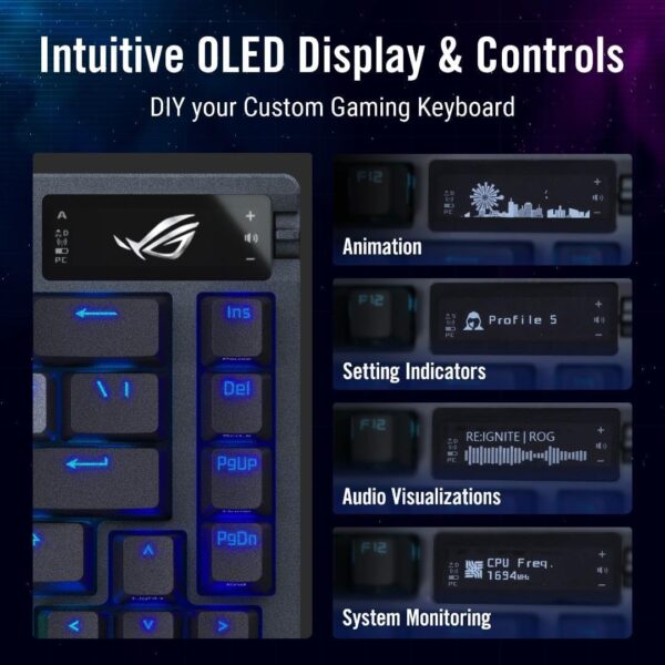 ASUS ROG Azoth 75 Wireless DIY Custom Gaming Keyboard, OLED Display, Gasket-Mount & ROG Harpe Gaming Wireless Mouse, Ace Aim Lab Edition