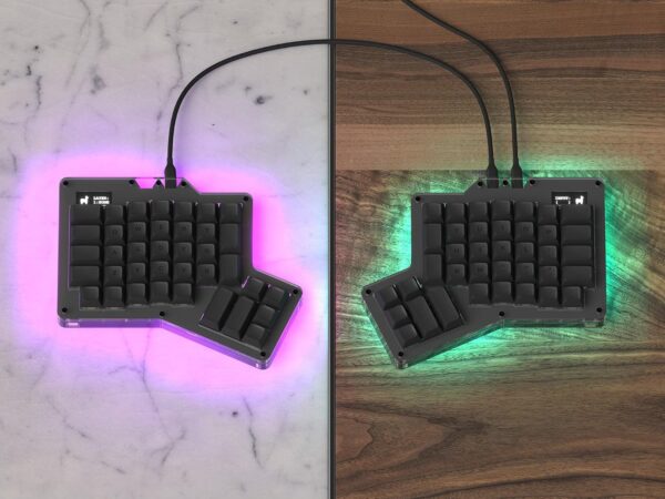 Apos ErgoDox 76 "Hot DOX V2 Split Ergonomic Mechanical Keyboard — Ortholinear, Indicator Screen, QMK/VIA Firmware, RGB, USB-C, PBT Keycaps, Hotswap (Dark - Kailh Rose Red Switches)