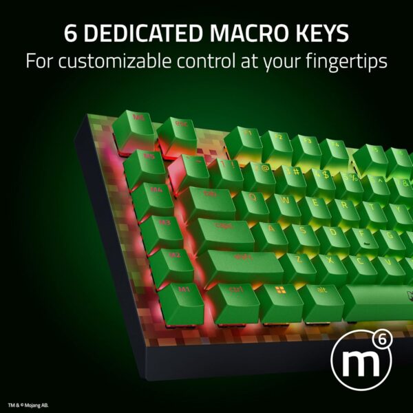 Razer BlackWidow V4 X Minecraft Edition - Mechanical Gaming Keyboard - Chroma RGB (Green Clicky Switches, 6 Dedicated Macro Keys, Doubleshot ABS Keycaps) US Layout | Minecraft