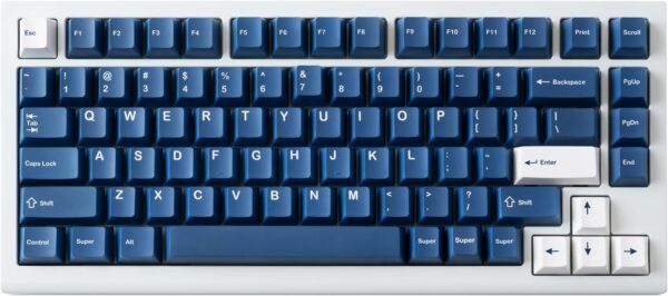 Freebird75 Aluminum Mechanical Keyboard, 75% Layout, Wired USB, 82 Keys with Lubricated Linear Switches for Office, Gaming, Mac & Windows PC (White Case with Navy Keycaps)